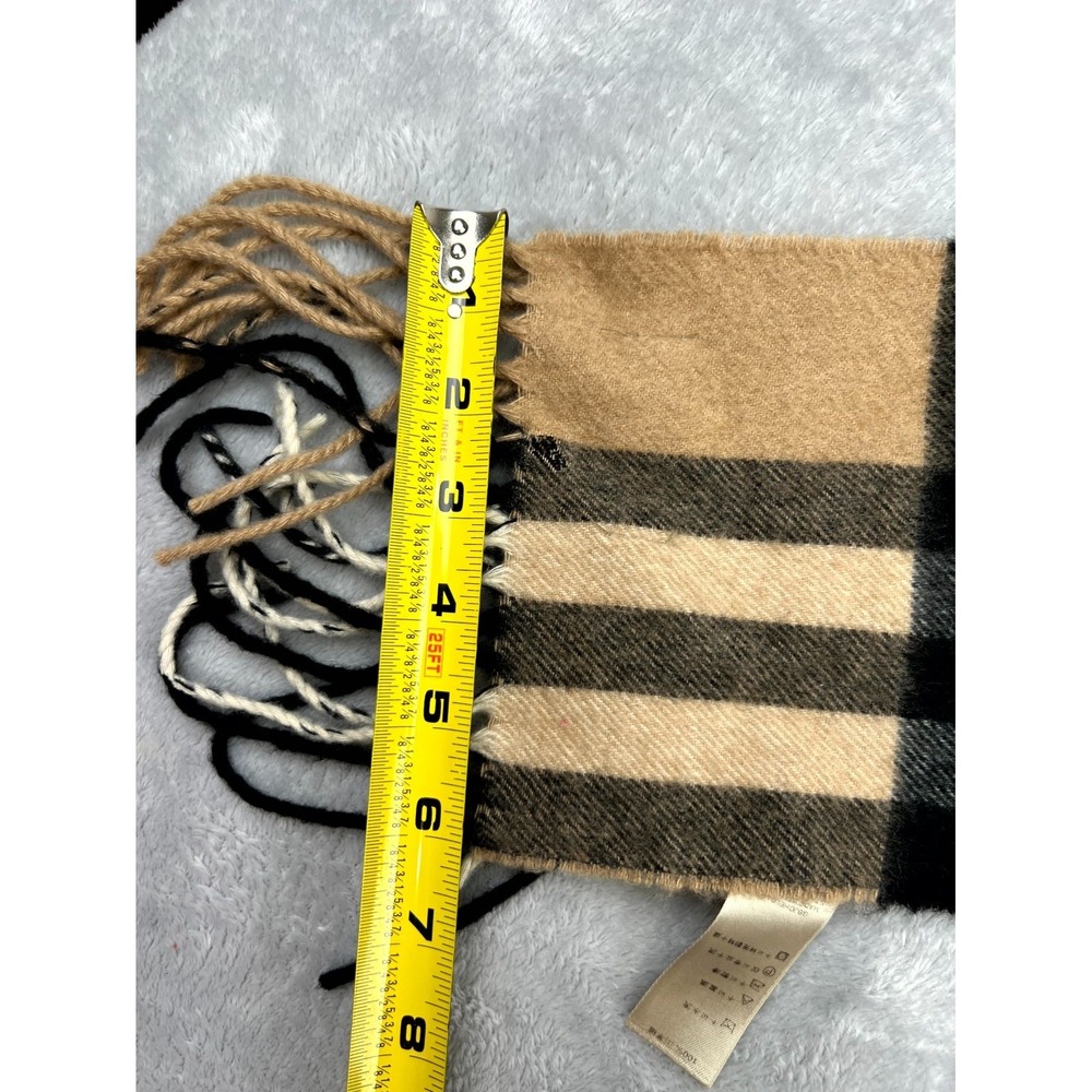 Burberry Cashmere Scarf Camel Iconic Classic Nova Check 48" x 6" Fringe Scotland - Picture 9 of 10